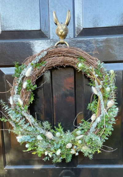 Natural Door Wreath - A beautifully handcrafted wreath featuring fresh seasonal foliage, eucalyptus and natural botanical accents for a timeless festive display.